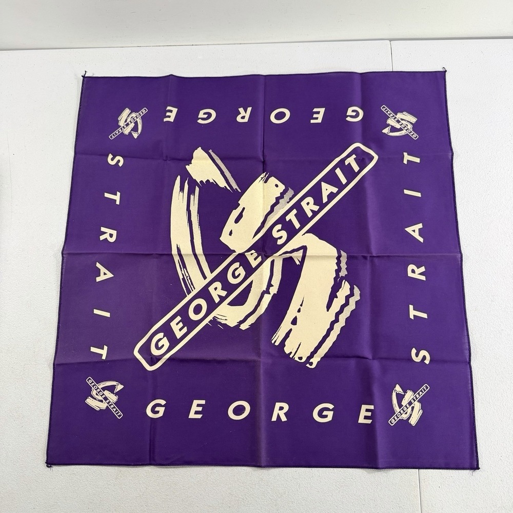Vintage George Strait Country Music Purple Bandana Scarf 21"x 21"